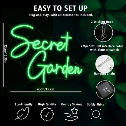 Secret Garden 5V Mini USB LED Neon Sign - Budget Friendly