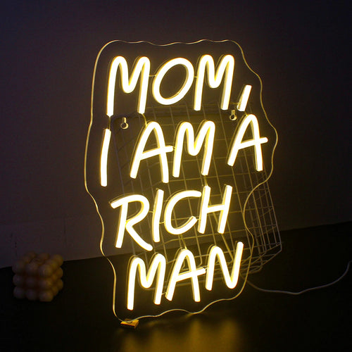 Mom I Am A Rich Man – LED-Neon-Schriftzug (5 V USB)