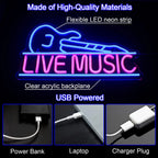 LIVE MUSIC – Gitarre – LED-Neonschild (5 V USB)