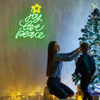 joy love peace – Weihnachtsbaum aus Wörtern mit Stern – LED-Neonschild (5 V USB)