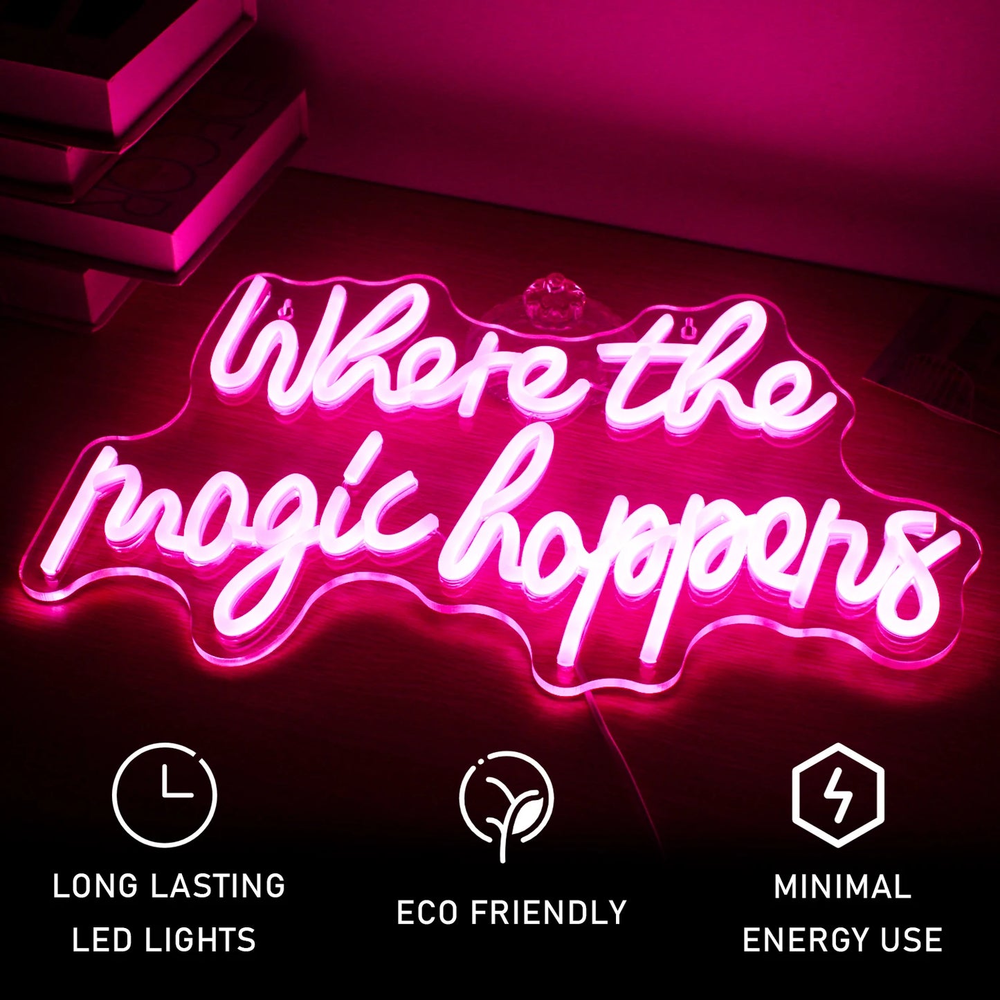 Where The Magic Happens 5V Mini USB LED Neon Sign - Budget Friendly