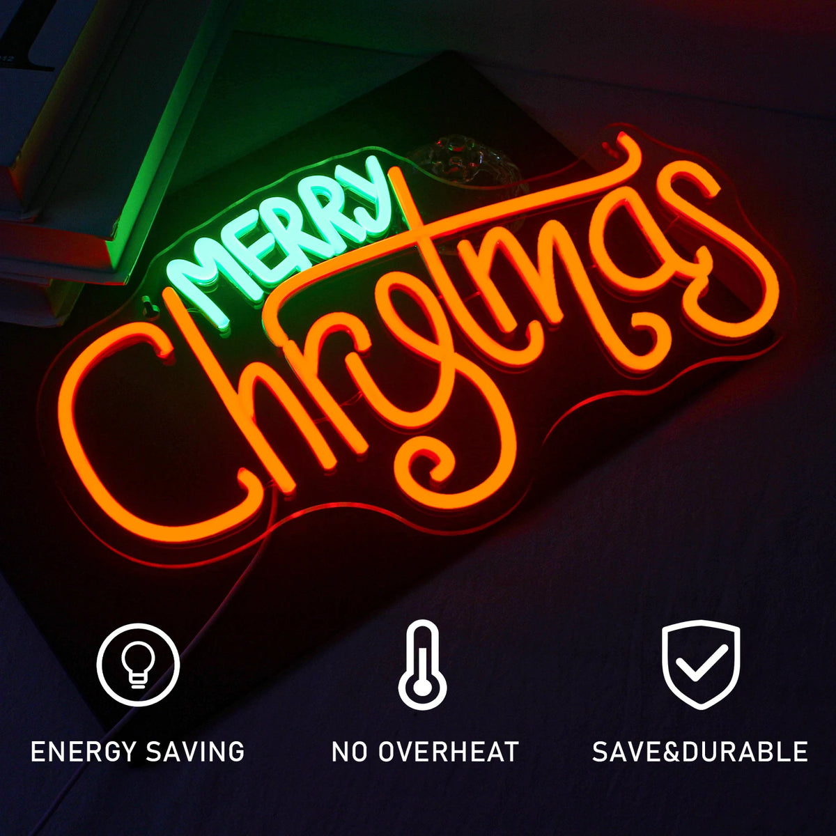 Merry Christmas – Schreibschrift – LED-Neon-Schriftzug (5 V USB)