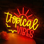 Tropical VIBES – Sonne und Vögel – LED-Neonschild (5 V USB)
