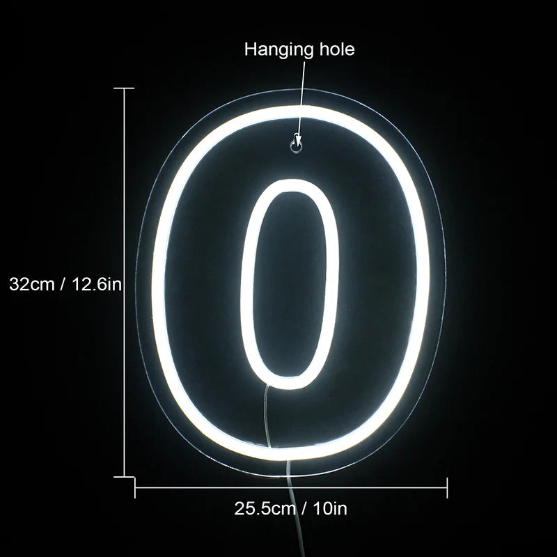 Geburtstagszahlen 0–9 – LED-Neonschild (5 V USB)