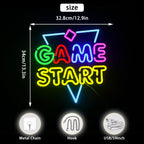 GAME START – Dreieck und kleine Raute – LED-Neonschild (5 V USB)