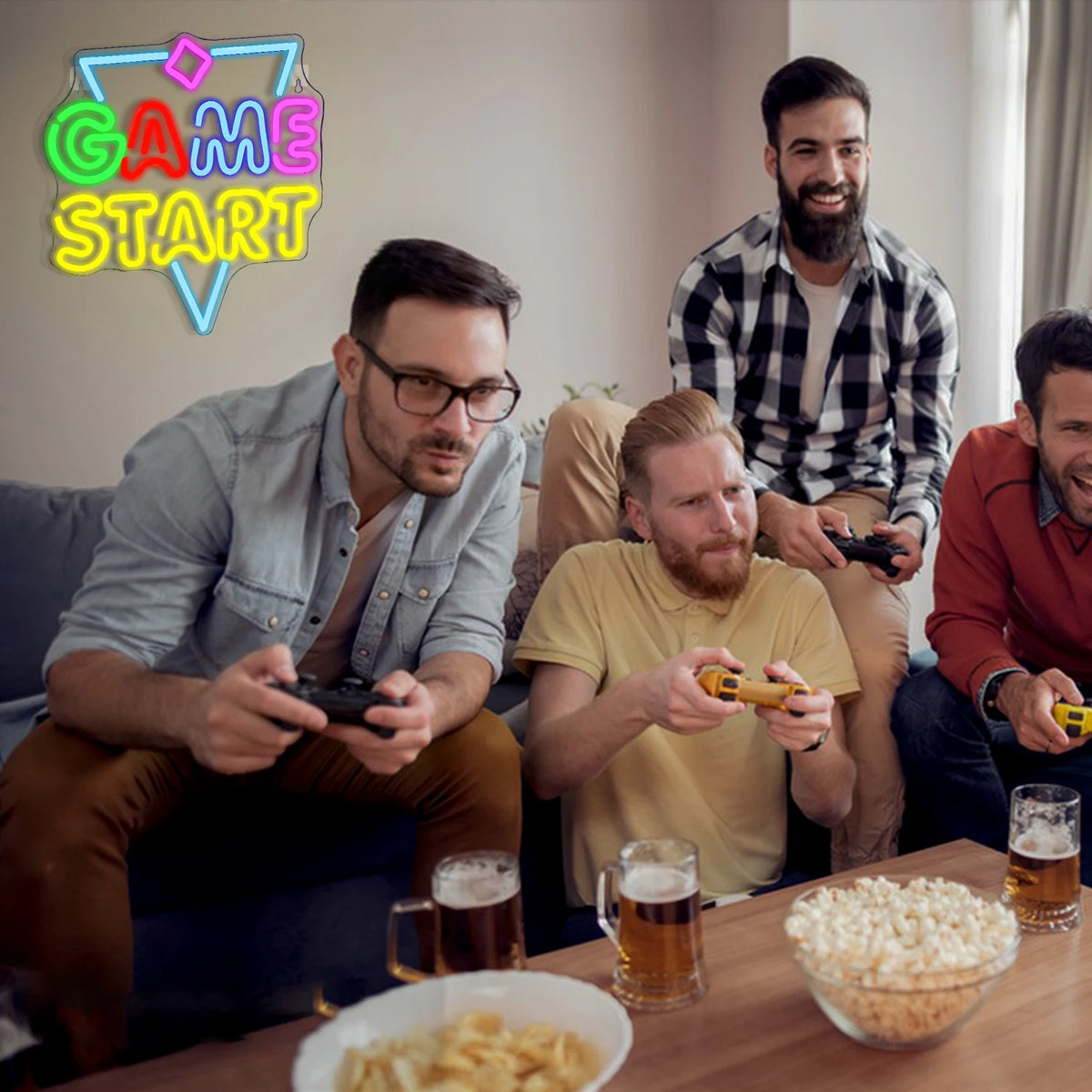 GAME START – Dreieck und kleine Raute – LED-Neonschild (5 V USB)