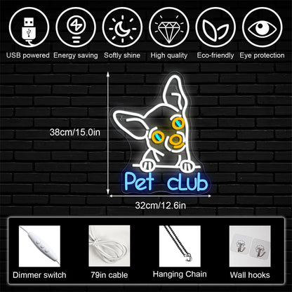 Pet Club 5V Mini USB LED Neon Sign - Budget Friendly