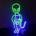 Grüner Außerirdischer – LED-Neonschild (5 V USB)