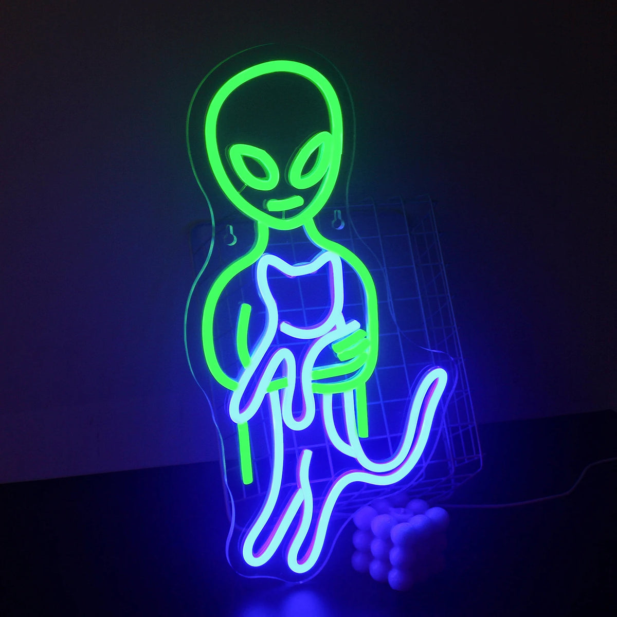 Grüner Außerirdischer – LED-Neonschild (5 V USB)