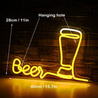 Beer – Hohes Bierglas – LED-Leuchtschild (5 V USB)