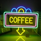COFFEE – Rechteckiger Rahmen und Pfeil nach unten – LED-Leuchtschild (5 V USB)