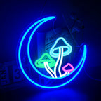 Mond und Pilz – LED-Neonschild (5 V USB)