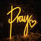 Pray – Herz als Kirchendekoration – LED-Neonschild (5 V USB)
