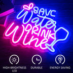 SAVE Water DRINK Wine – Weinglas und Tropfen – LED-Leuchtschild (5 V USB)