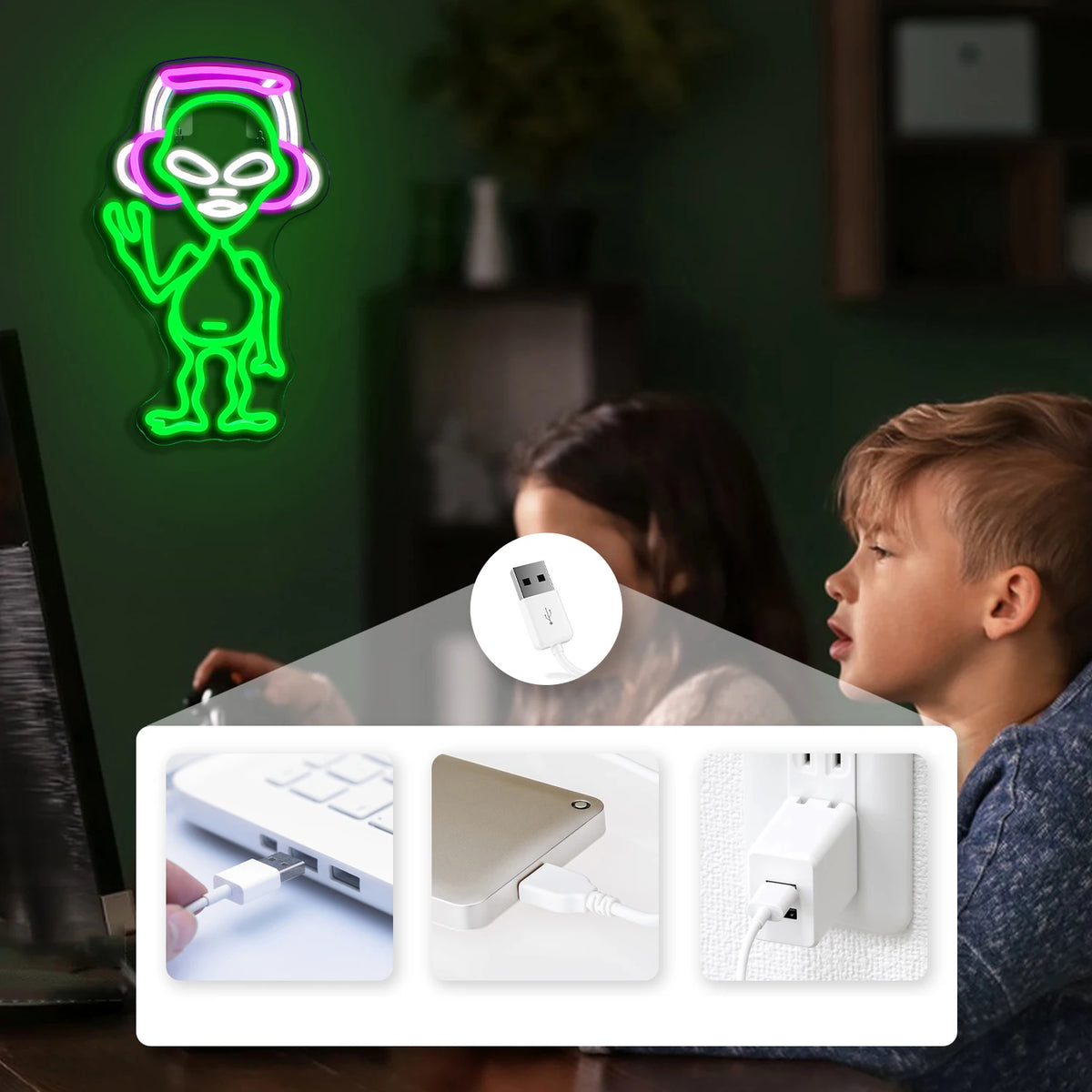 Alien Musik 5V USB LED Neon Schild - Preisgünstig