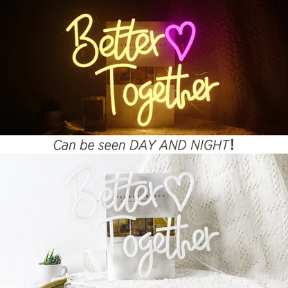 Better Together Heart 5V Mini USB LED Neon Sign - Budget Friendly