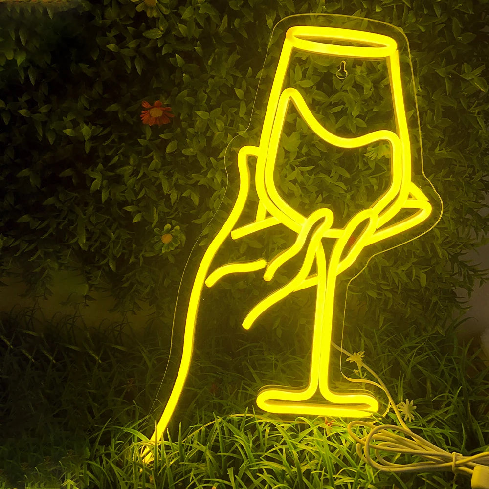 Red Wine Glass 5V USB LED Neon Sign - Budget Friendly