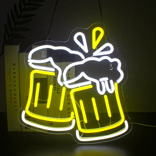 Anstoßende Biergläser – LED-Leuchtschild (5 V USB)