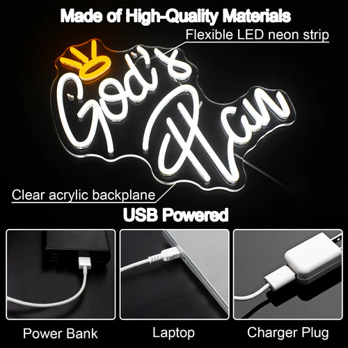 God's Plan Letter 5V USB LED Neon Sign - Budget Friendly