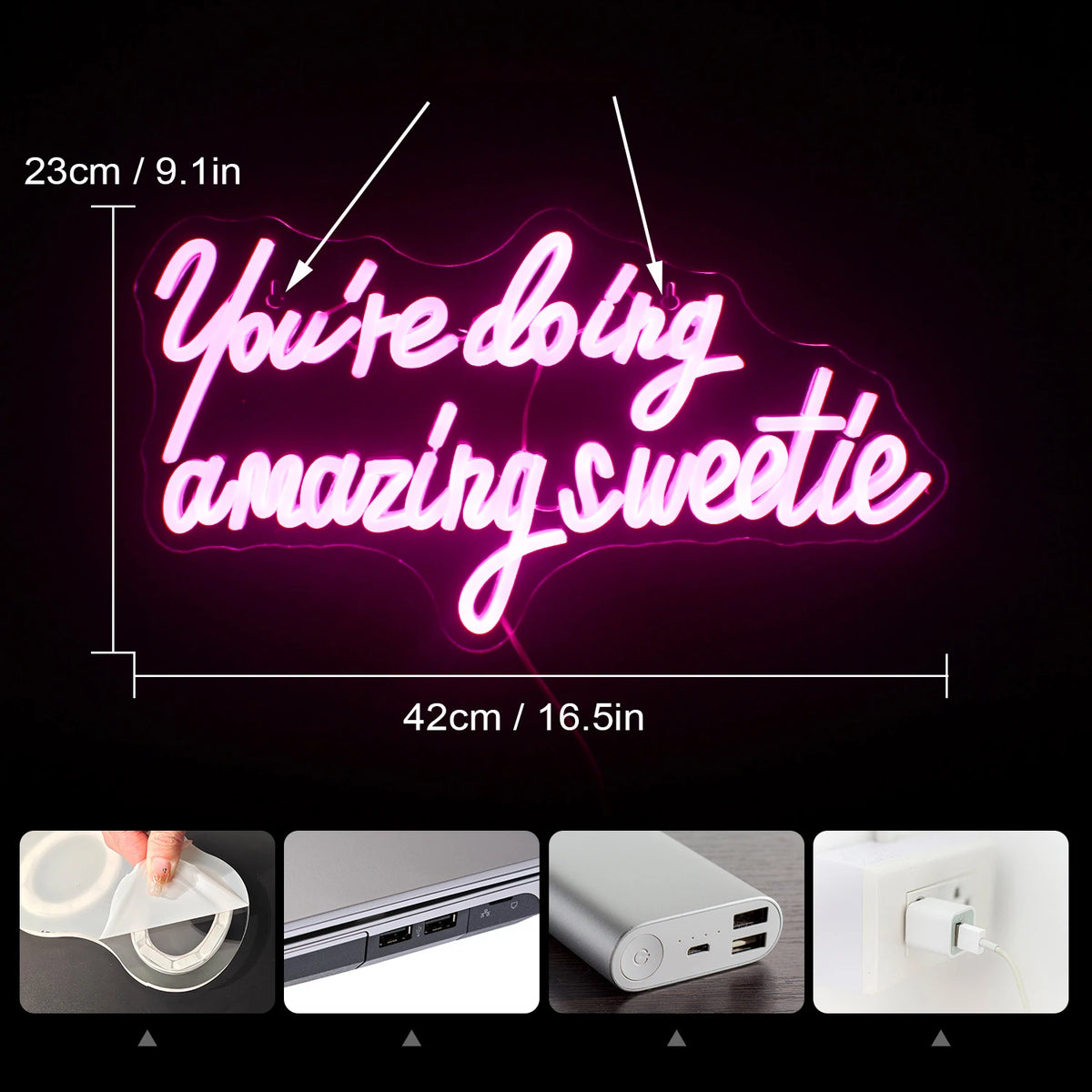 You're Doing Amazing Sweetie – LED-Neon-Schriftzug (5 V USB)