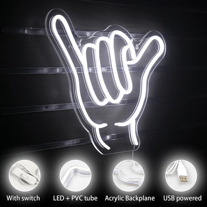 Gesture Encourage Praise 5V Mini USB LED Neon Sign - Budget Friendly