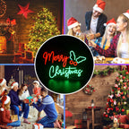 Merry Christmas – Weihnachtliche Blätter seitlich – LED-Neonschild (5 V USB)