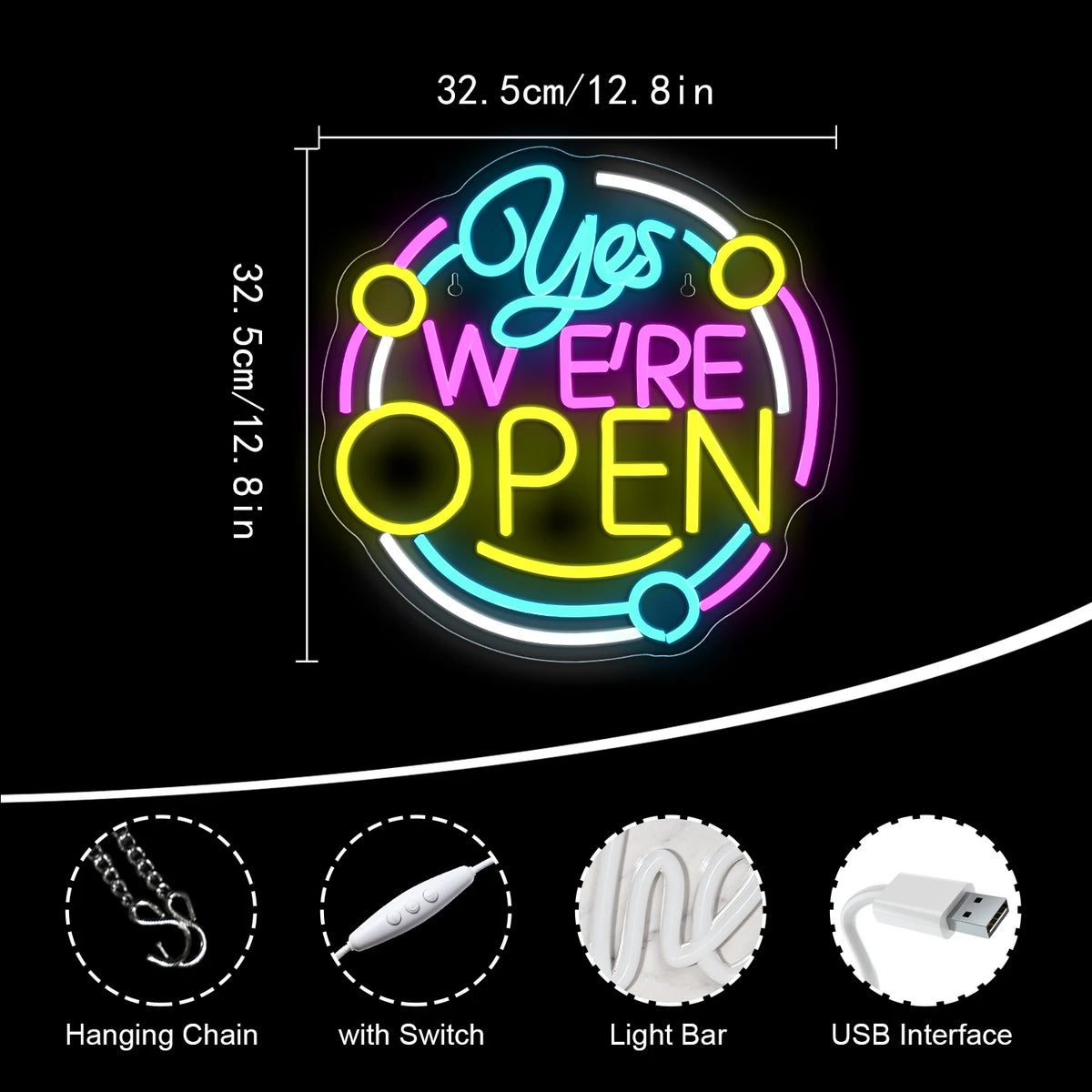 Yes We're Open 5V USB LED Neon Sign - Budget Friendly