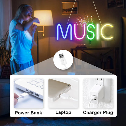 Music 5V Mini USB LED Neon Sign - Budget Friendly