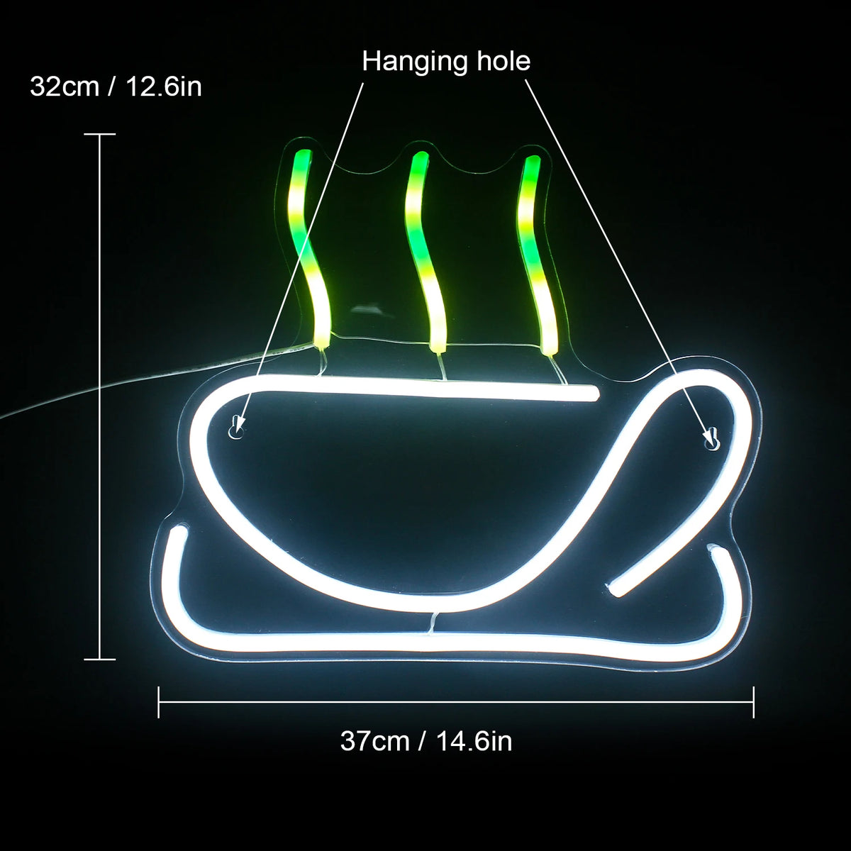 Buntes Kaffeemotiv – LED-Leuchtschild (5 V USB)