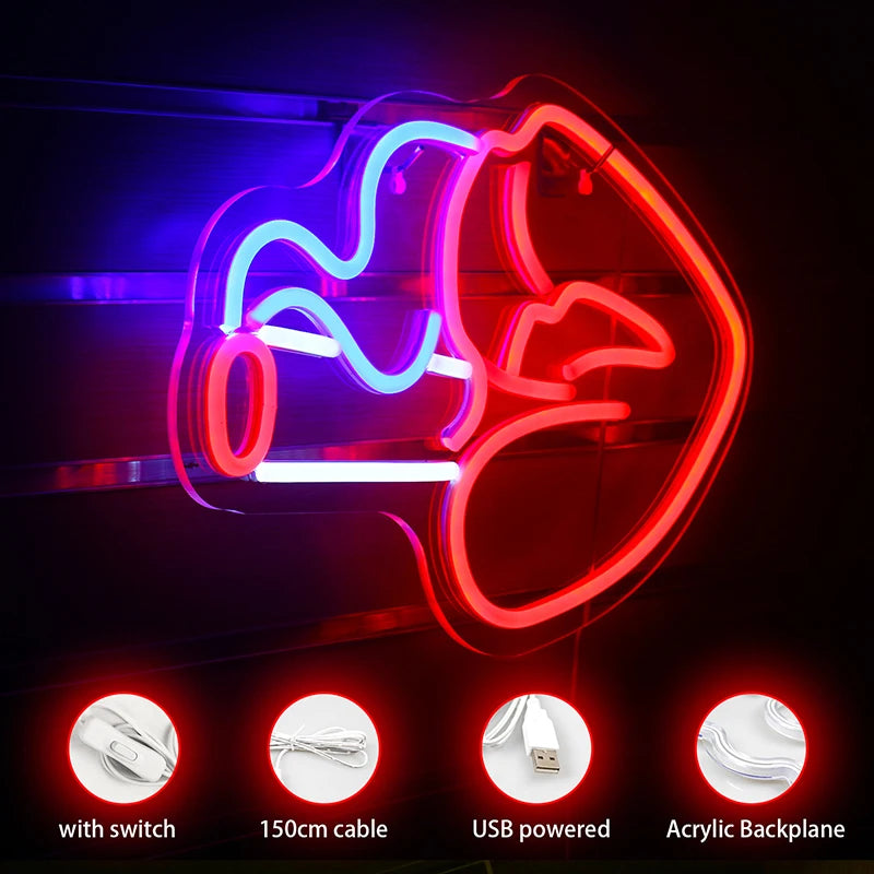 Smoking Mouth Woman Sexy 5V Mini USB LED Neon Sign - Budget Friendly