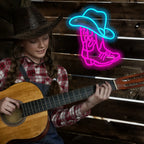 Cowboystiefel und Hut – LED-Neonschild (5 V USB)