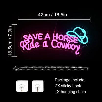 Save A Horse Ride a Cowboy 5V Mini USB LED Neon Sign - Budget Friendly