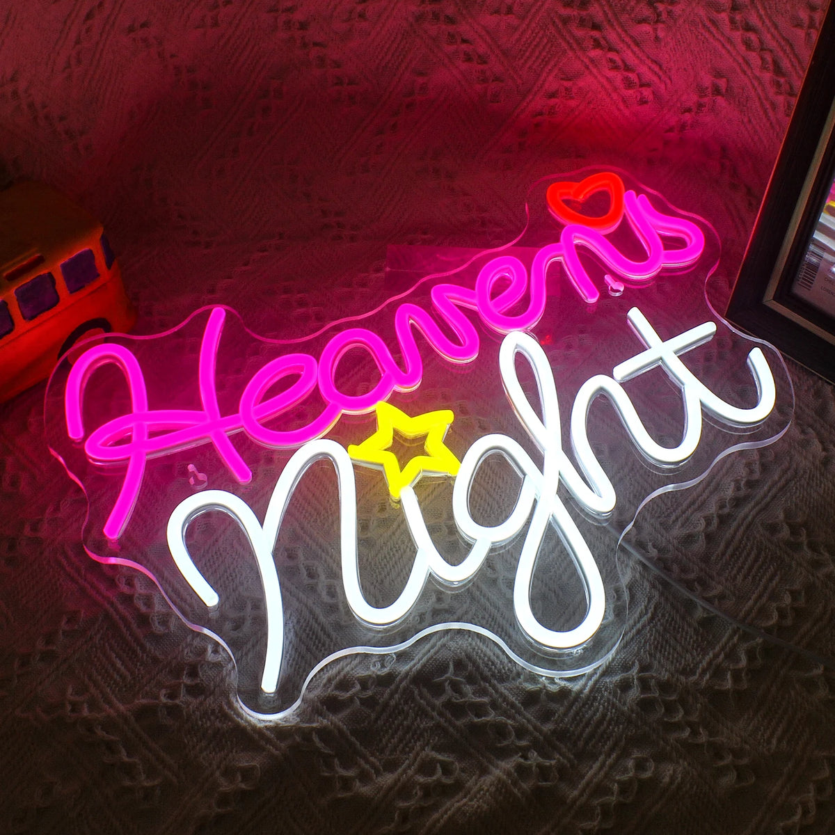 Heavens Night – Herz und Stern – LED-Neonschild (5 V USB)