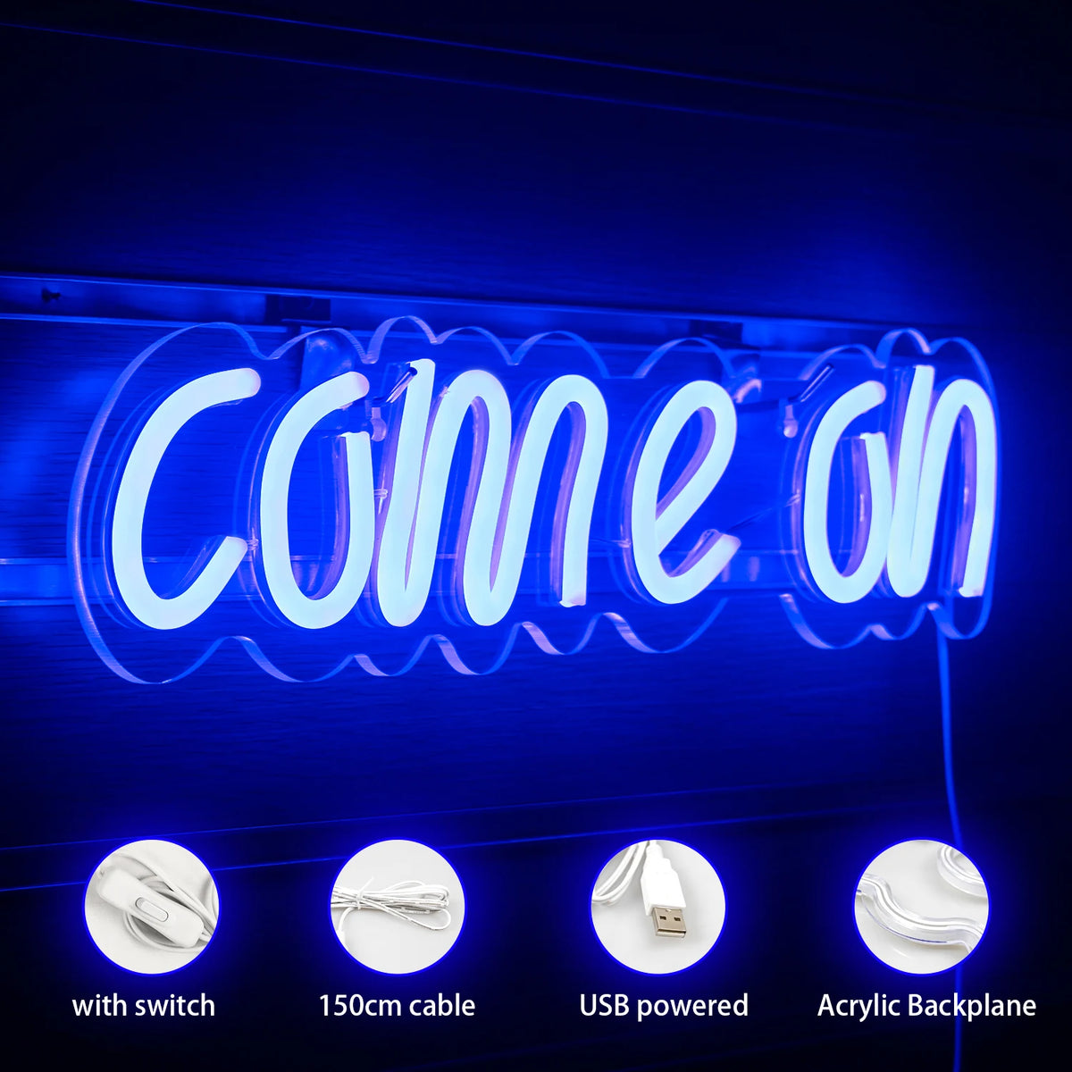 Come On – LED-Neon-Schriftzug (5 V USB)