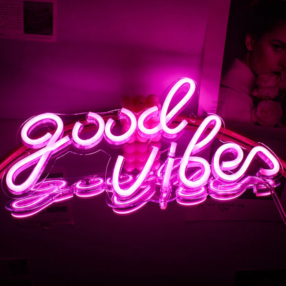 Good Vibes 5V Mini USB LED Neon Sign - Budget Friendly