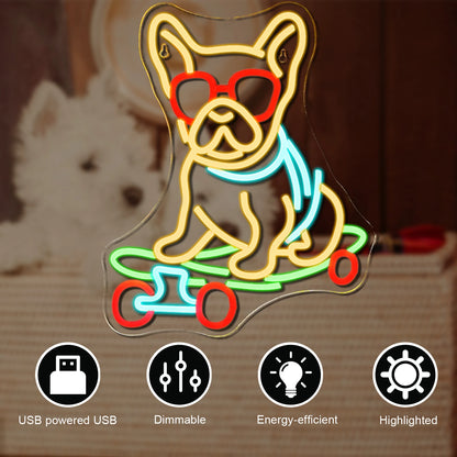 Skateboard Hund 5V USB LED Leuchtschild - Preiswert