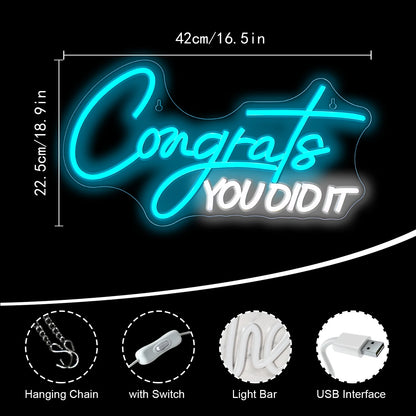 Congrats You Did It 5V Mini USB  LED Neon Sign - Budget-Friendly