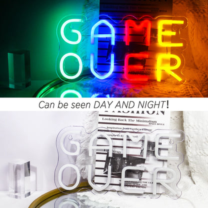 Game Over 5V Mini USB LED Neon Sign - Budget Friendly