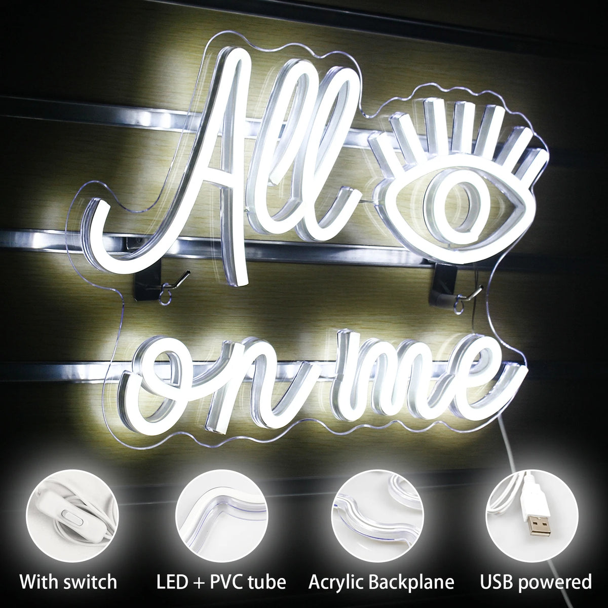 Alle Augen auf mich 5V USB LED Leuchtschild - Preiswert