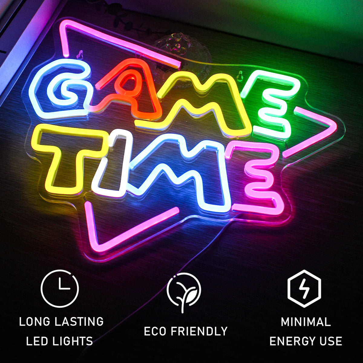GAME TIME – Dreieck – LED-Neonschild (5 V USB)