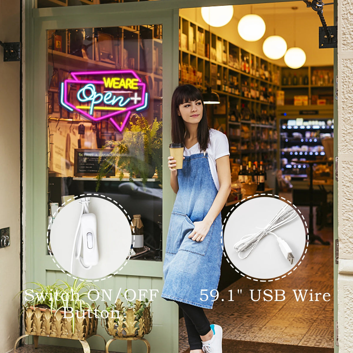 We Are Open 5V USB LED Neon Sign - Budget Friendly