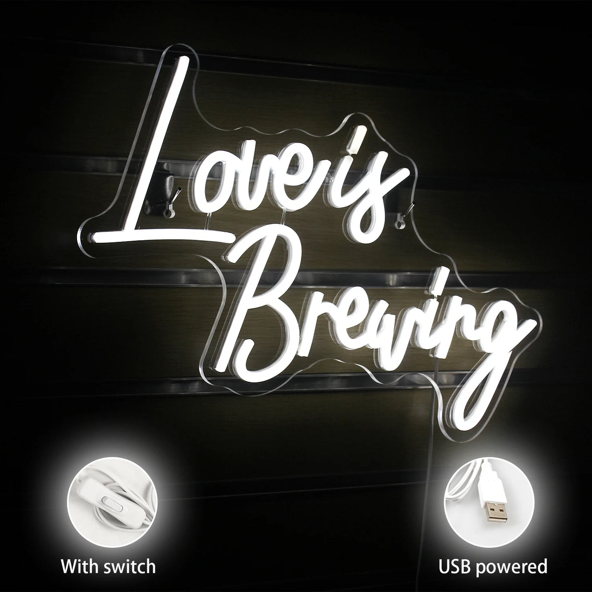 Love Is Brewing 5V USB LED Neon Sign - Budget Friendly