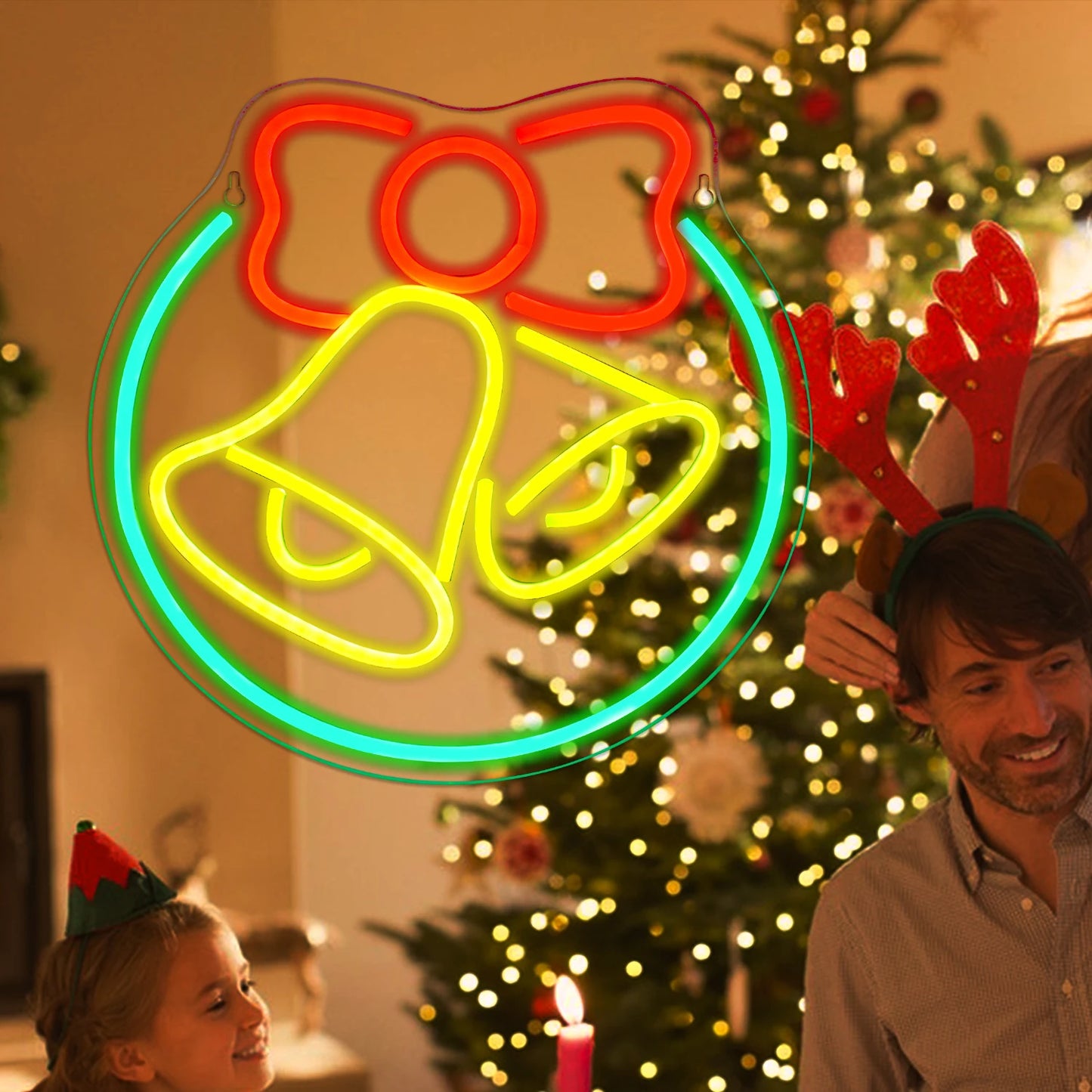 Bell Christmas 5V USB LED Neon Sign - Budget Friendly