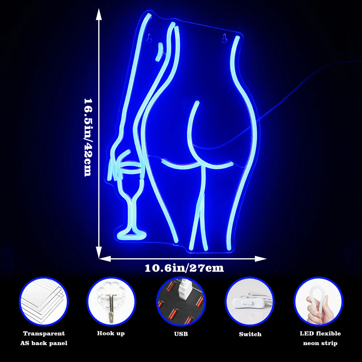 Frauensilhouette – LED-Neonschild (5 V USB)