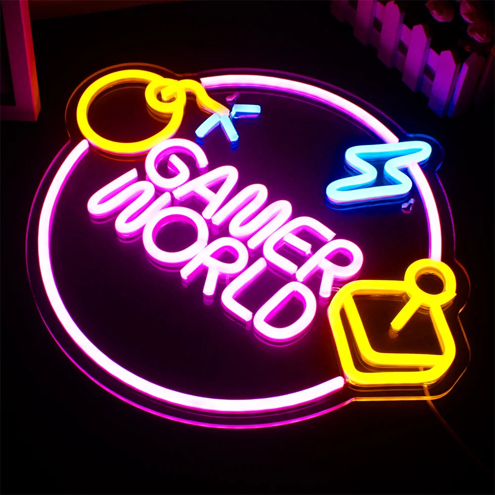 Gamer World 5V USB LED Neon Sign - Budget Friendly