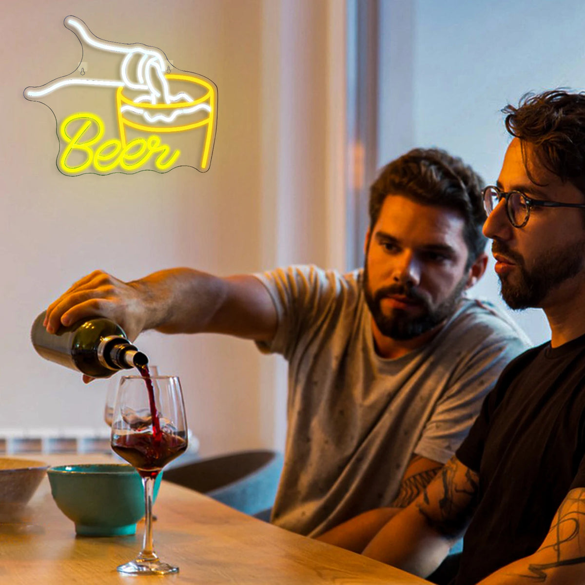 Beer – Bier beim Einschenken – LED-Leuchtschild (5 V USB)