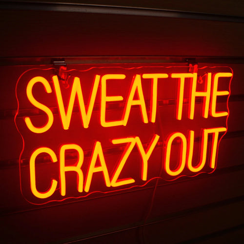 Sweat The Crazy Out – LED-Neon-Schriftzug (5 V USB)