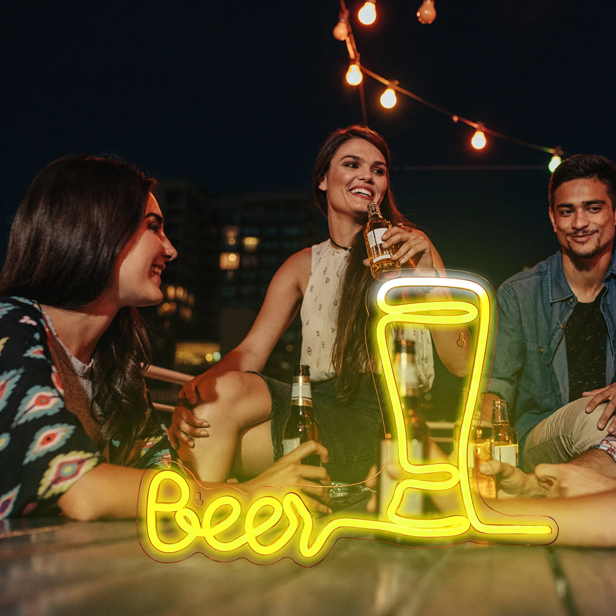 Beer – Hohes Bierglas – LED-Leuchtschild (5 V USB)
