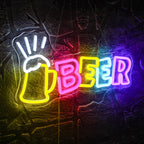 BEER – Bierkrug und Strahlen – LED-Leuchtschild (5 V USB)