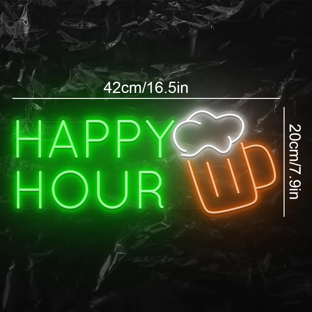 Happy Hour 5V Mini USB  LED Neon Sign - Budget Friendly